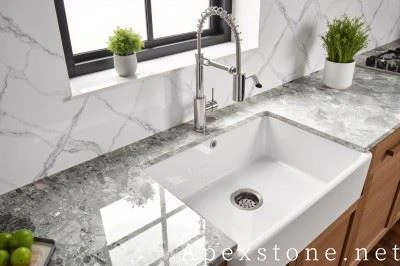 Waterfall Fossil Ash Marble Counter Tops factory